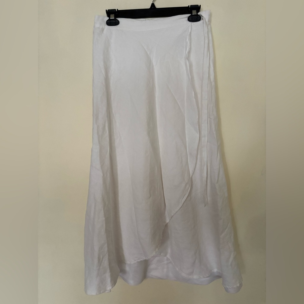 Wilfred Flowing White A-Line Linen Wrap Skirt